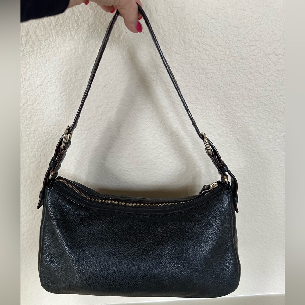 Kate Spade pebbled leather black handbag with zippered top - great quality!